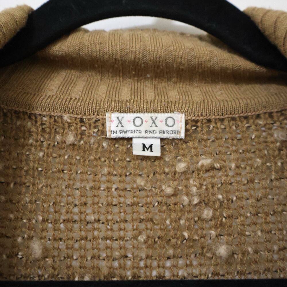Vintage XOXO Tan Brown Wool Knit Cardigan Sweater XS Y2K 90s Retro - Picture 3 of 6